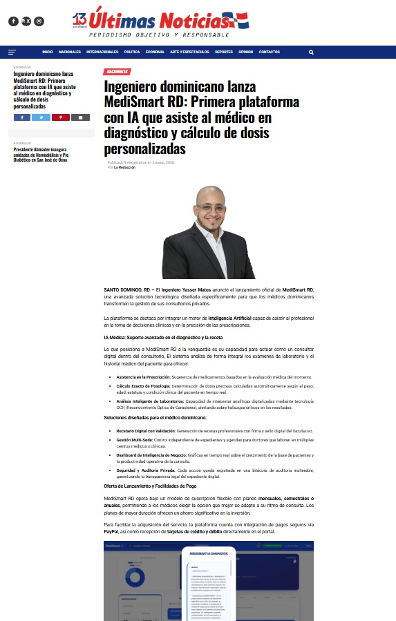 Cobertura de Prensa: Lanzamiento de MediSmart RD (Plataforma Clínica con IA)